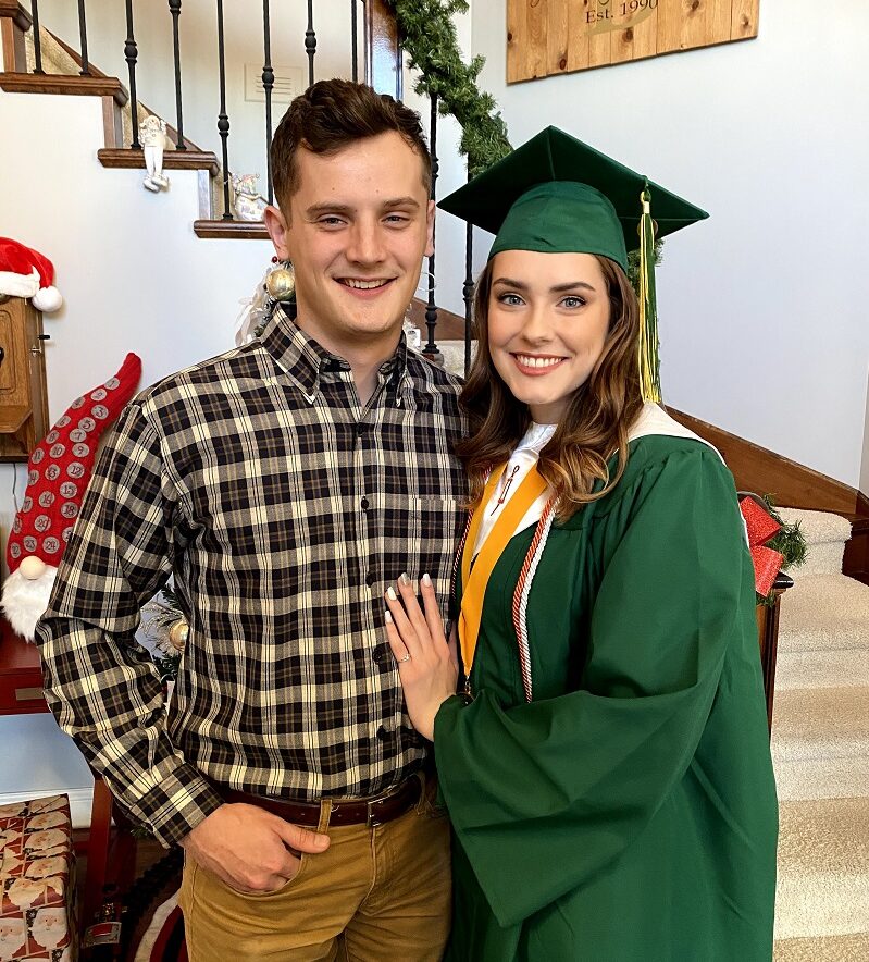 Darby and her fiancée, Tim Straus ’19, celebrating her graduation.