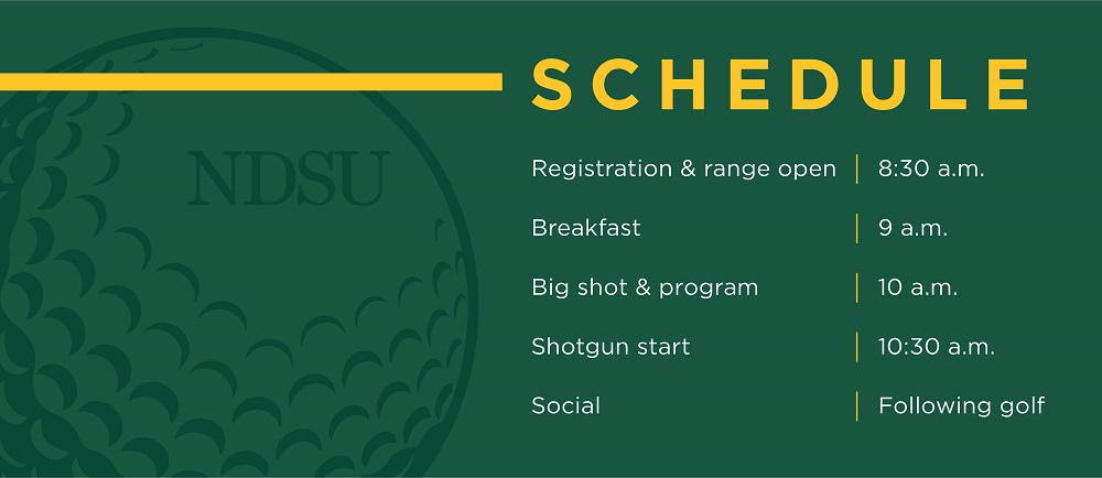SCHEDULE | Registration & Range Open, 8:30 a.m. | Breakfast, 9 a.m. | Big Shot & Program, 10 a.m. | Shotgun Start, 10:30 a.m | Social, Following golf