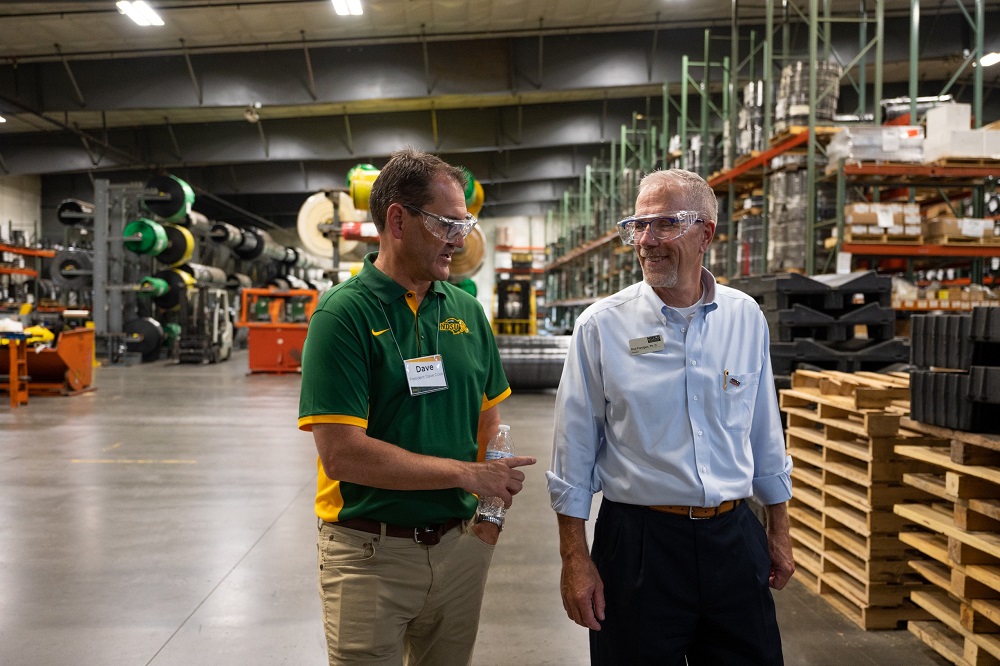 President Cook toured WCCO Belting, Inc. in Wahpeton along with NDSCS’s new president, Rod Flanigan.