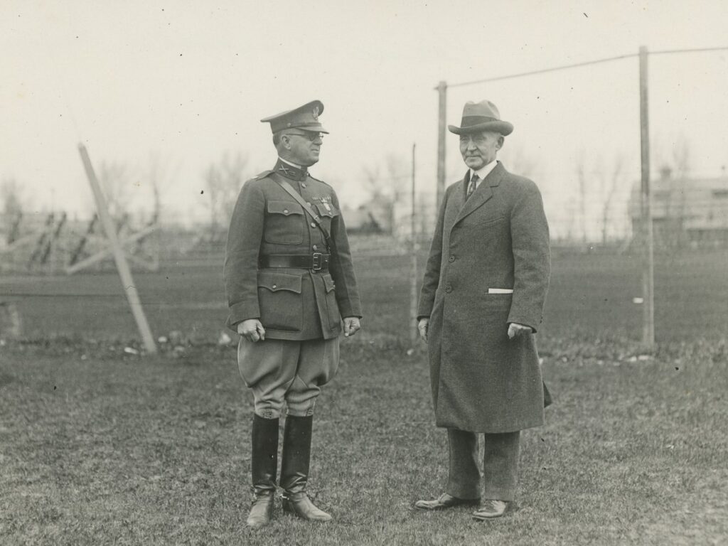 Edward (right) organized military training on campus