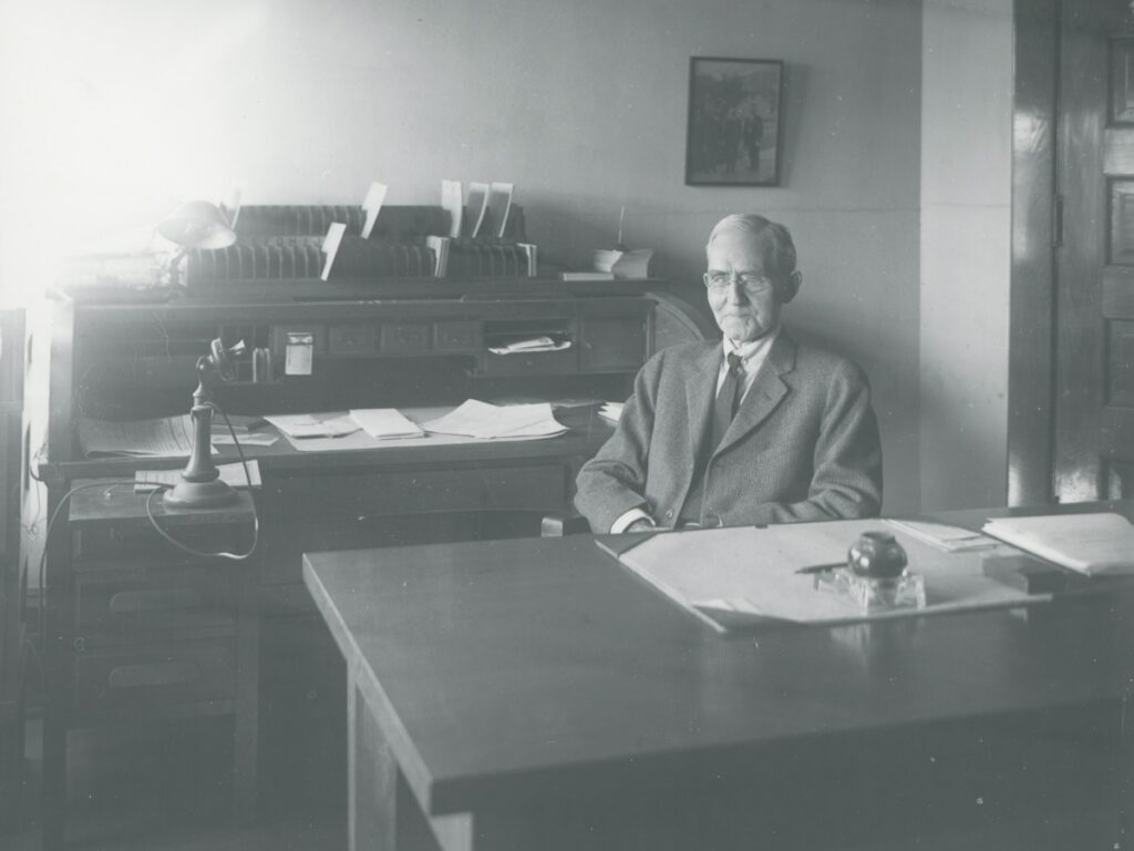 Edward, the first professor of engineering at NDSU, in his office