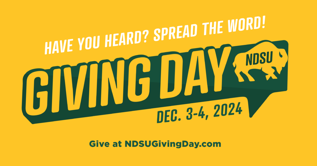 Graphic: Have you Heard? Spread the Word! | NDSU Giving Day | Dec. 3-4, 2024