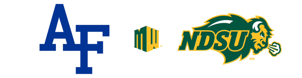 The logos for NDSU, Air Force, and Mountain West.