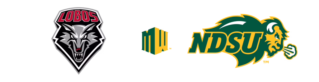 The logos for NDSU, New Mexico, and Mountain West.
