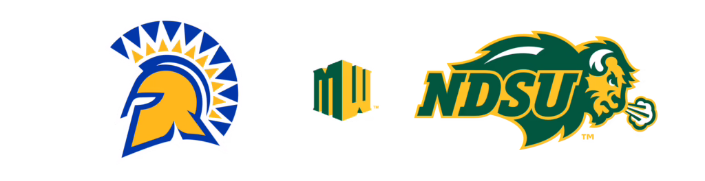 The logos for NDSU, San Jose State, and Mountain West.