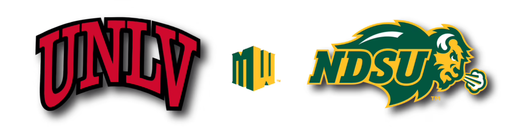The logos for NDSU, UNLV, and Mountain West.