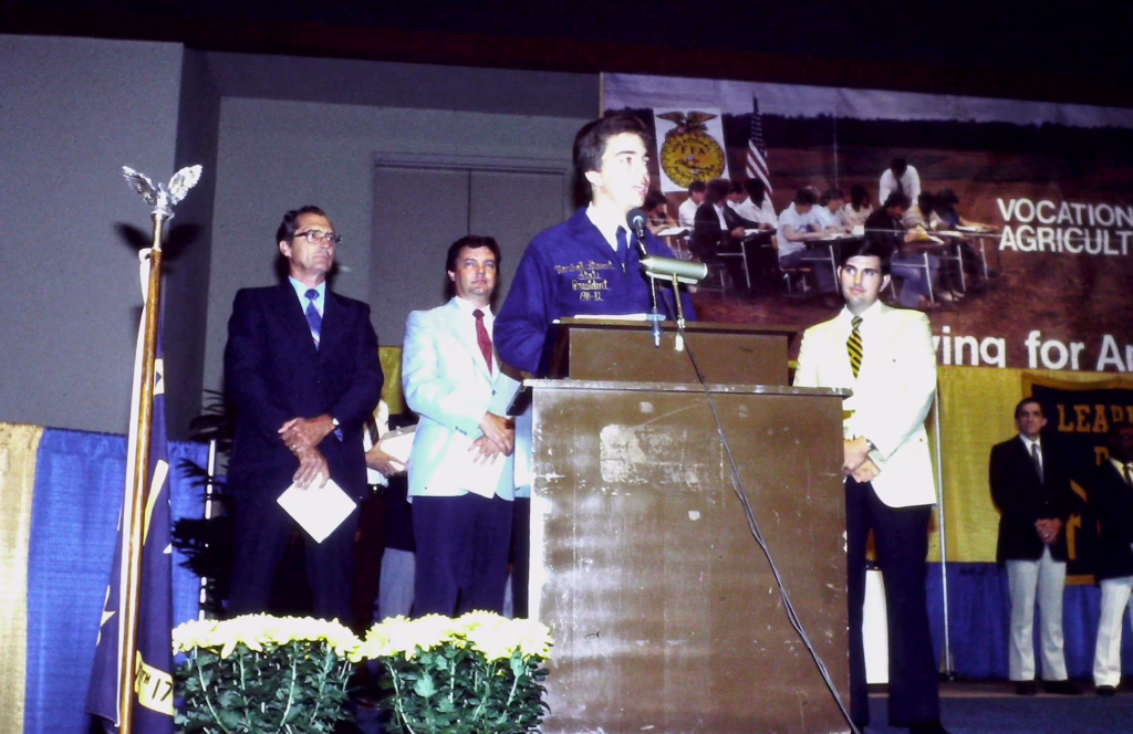 An 18-year-old Marshall Stewart is pictured serving as North Carolina FFA president in June 1982.